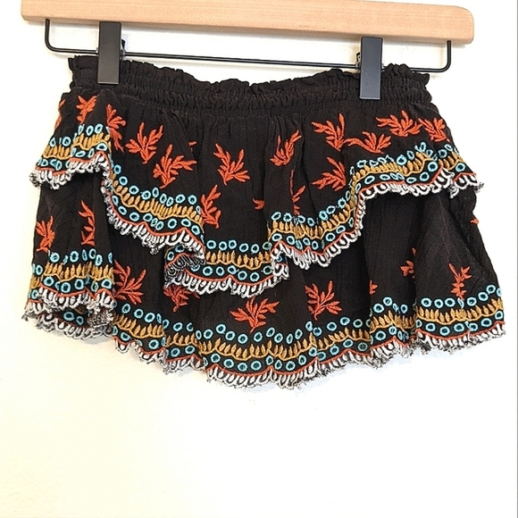 Free People Embroidered Layered Crop Strapless Festival Top size XS - Picture 2 of 7